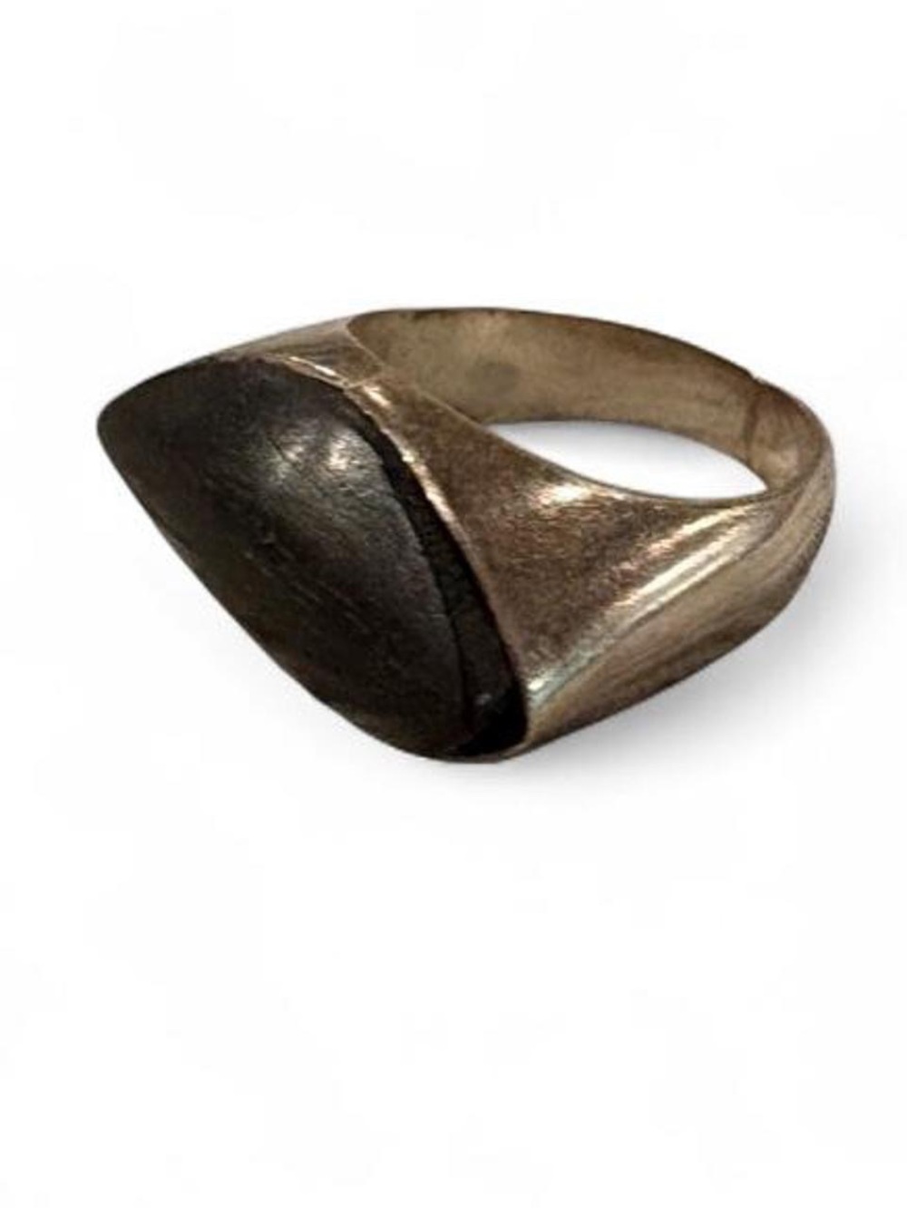 Sterling Silver Ring + Black Gemstone/Inlay | 9 | EUC